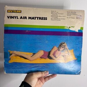Vintage 1970s Sevylor Vinyl Air Mattress Model 156 Yellow Blue w/ Box